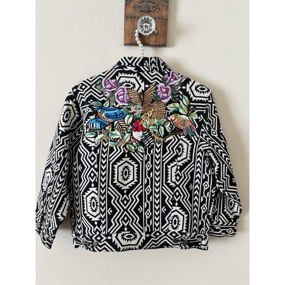 Free People New Romantics Size M Native Whisper Jacket Embroidered Bird Tribal - Picture 7 of 9